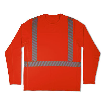 Chill-Its 6688 Type R Class 2 Cooling Hi-Vis Sun Shirt with UV Protection, Small, Orange