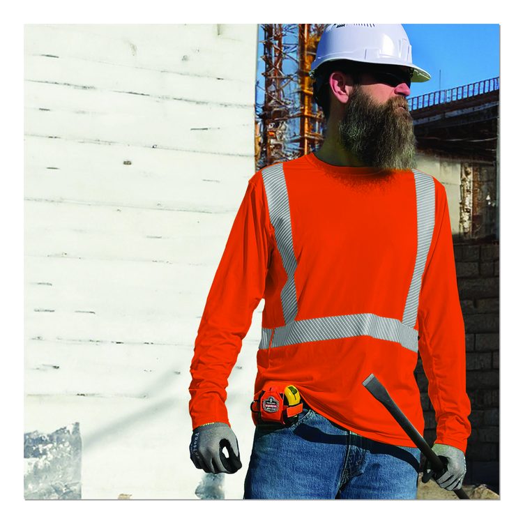 Chill-Its 6688 Type R Class 2 Cooling Hi-Vis Sun Shirt with UV Protection, Large, Orange
