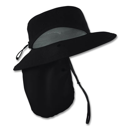 Chill-Its 8934 Ranger Hat with Neck Shade, Microfiber/Polyester, Small/Medium, Black