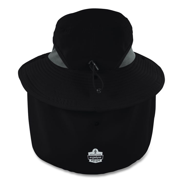 Chill-Its 8934 Ranger Hat with Neck Shade, Microfiber/Polyester, Small/Medium, Black