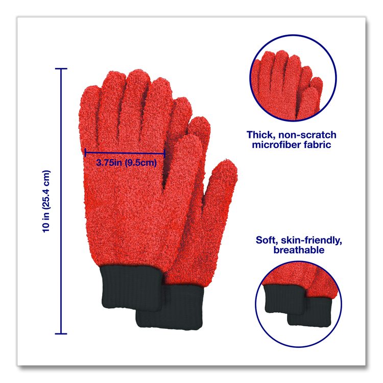 Microfiber Dusting Gloves and Mitts, Coral with Black Cuffs, 2 Gloves, 2 Mitts