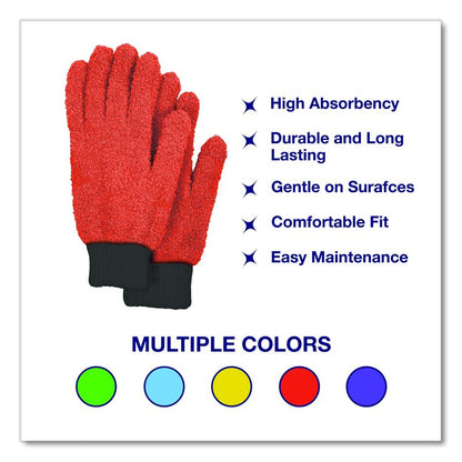Microfiber Dusting Gloves and Mitts, Coral with Black Cuffs, 2 Gloves, 2 Mitts