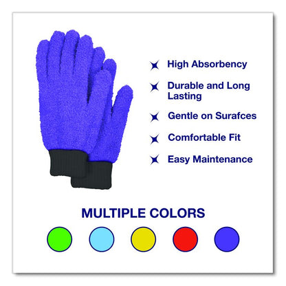 Microfiber Dusting Gloves, Purple with Black Cuffs, 4 Gloves