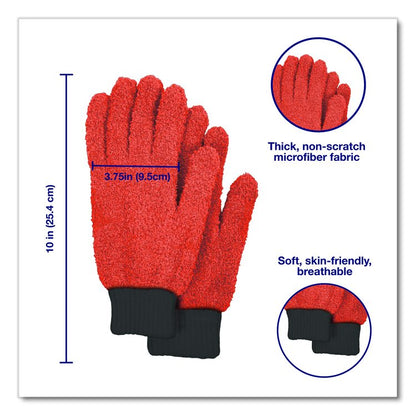 Microfiber Dusting Gloves, Coral with Black Cuffs, 4 Gloves