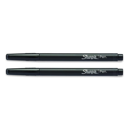 Water-Resistant Ink Porous Point Pen, Stick, Fine 0.4 mm, Black Ink, Black Barrel, 2/Pack