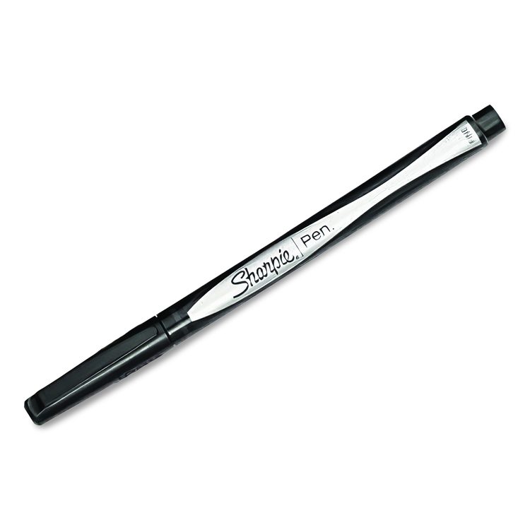 Water-Resistant Ink Porous Point Pen, Stick, Fine 0.4 mm, Black Ink, Black Barrel, 2/Pack