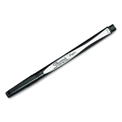 Water-Resistant Ink Porous Point Pen, Stick, Fine 0.4 mm, Black Ink, Black Barrel, 2/Pack