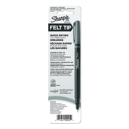 Water-Resistant Ink Porous Point Pen, Stick, Fine 0.4 mm, Black Ink, Black Barrel, 2/Pack