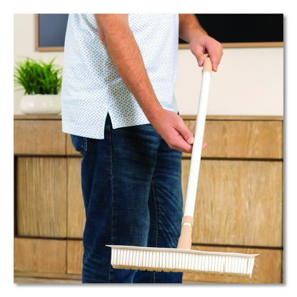 Rubber Broom and Handheld Brush, 11.75 x 50 Plastic Handle, White/Taupe
