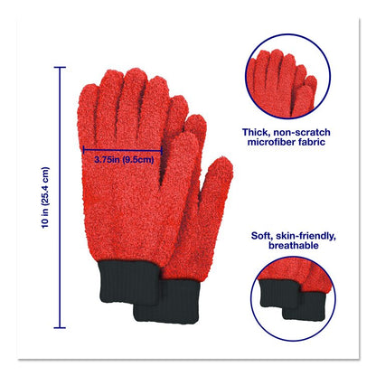 Microfiber Dusting Gloves, Coral with Black Cuffs, 2 Gloves