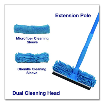 Window Cleaner Set, with Washing Pads, 11", 49" Plastic Handle, Blue