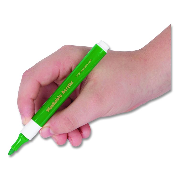 Washable Acrylic Markers, Fine Bullet Tip, Assorted Colors, 12/Pack