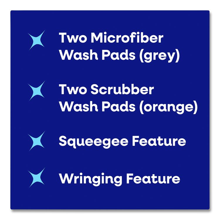 4-in-1 Squeegee Mop, 4.5 x 14.5 Orange/Gray Microfiber Heads, 53" White/Orange Polyamide/Polyester Handle