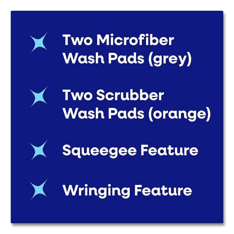 4-in-1 Squeegee Mop, 4.5 x 14.5 Orange/Gray Microfiber Heads, 53" White/Gray Polyamide/Polyester Handle