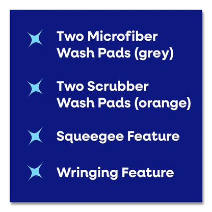 4-in-1 Squeegee Mop, 4.5 x 14.5 Orange/Gray Microfiber Heads, 53" White/Gray Polyamide/Polyester Handle