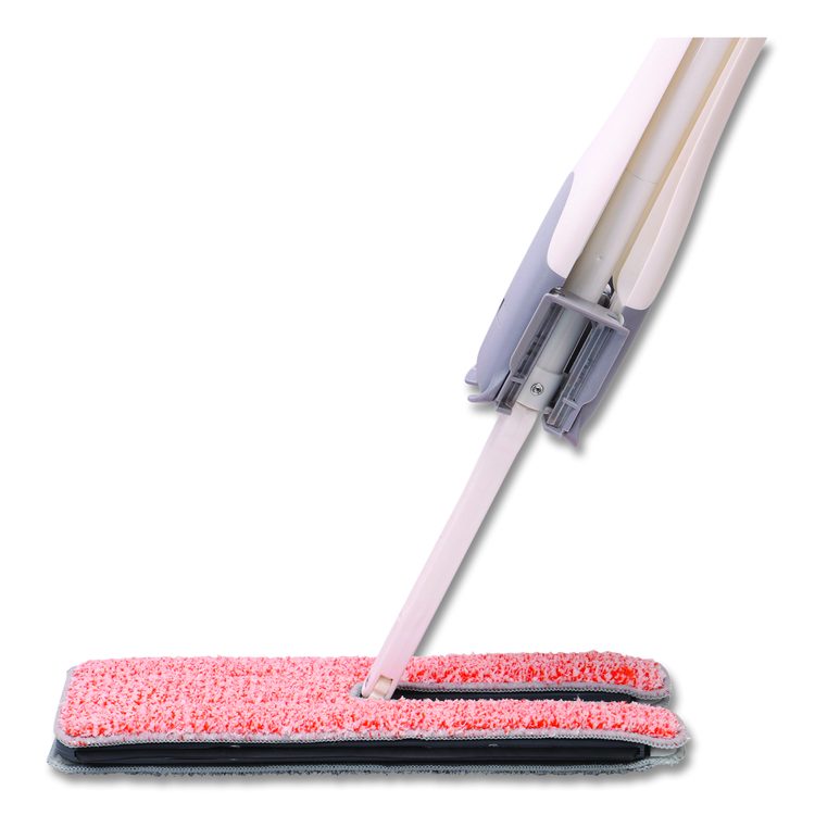 4-in-1 Squeegee Mop, 4.5 x 14.5 Orange/Gray Microfiber Heads, 53" White/Orange Polyamide/Polyester Handle