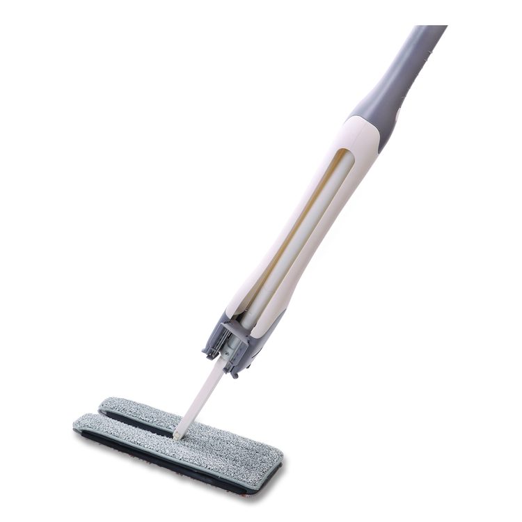 4-in-1 Squeegee Mop, 4.5 x 14.5 Orange/Gray Microfiber Heads, 53" White/Gray Polyamide/Polyester Handle