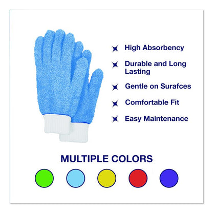 Microfiber Dusting Gloves and Mitts, Blue with White Cuffs, 2 Gloves, 2 Mitts