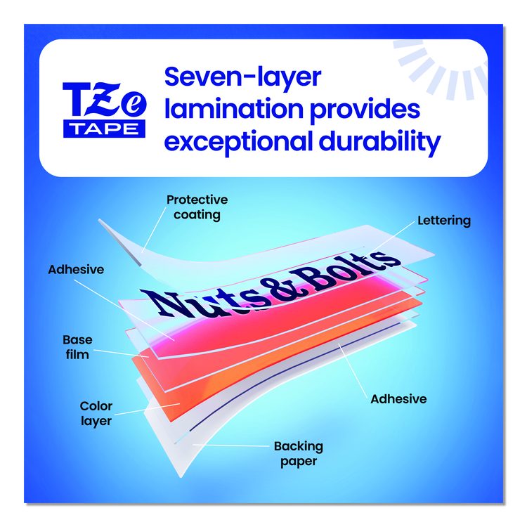 TZe Standard Adhesive Laminated Labeling Tapes, 0.47" x 26.2 ft, Black on White, 2/Pack