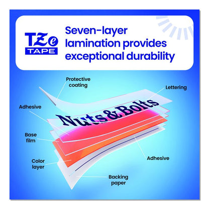 TZe Standard Adhesive Laminated Labeling Tapes, 0.47" x 26.2 ft, Black on White, 2/Pack