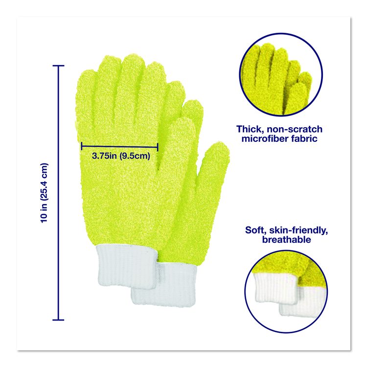 Microfiber Dusting Gloves and Mitts, Yellow with White Cuffs, 2 Gloves, 2 Mitts