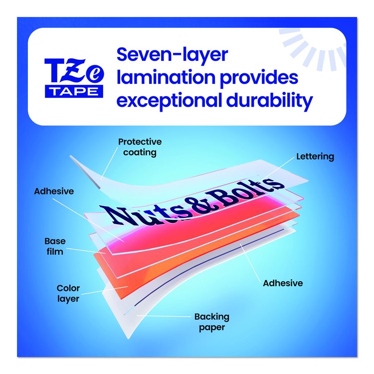 TZe Extra-Strength Adhesive Laminated Labeling Tape, 0.47" x 26.2 ft, Black on White