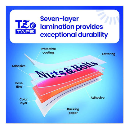 TZe Extra-Strength Adhesive Laminated Labeling Tape, 0.47" x 26.2 ft, Black on White