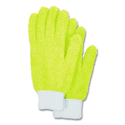 Microfiber Dusting Gloves, Yellow with White Cuffs, 2 Gloves
