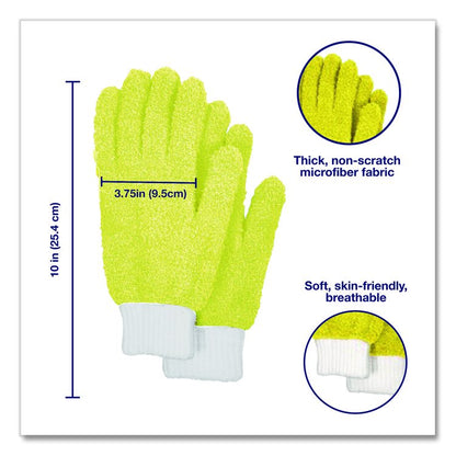 Microfiber Dusting Gloves, Yellow with White Cuffs, 2 Gloves