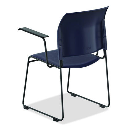 8700 Series Cafetorium Chair With Armrests, Supports Up to 500 lb, 18" Seat Ht, Blue Seat/Back, Black Base, 4/CT, 2 CT/Bundle