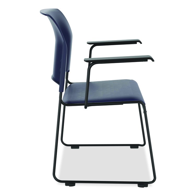 8700 Series Cafetorium Chair With Armrests, Supports Up to 500 lb, 18" Seat Ht, Blue Seat/Back, Black Base, 4/CT, 2 CT/Bundle