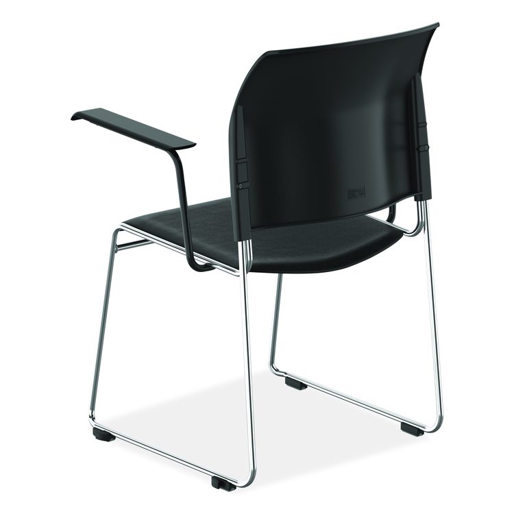 8700 Series Cafetorium Chair w/Armrests, Supports Up to 500 lb, 18" Seat Ht, Black Seat/Back, Chrome Base, 4/CT, 2 CT/Bundle