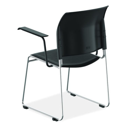 8700 Series Cafetorium Chair w/Armrests, Supports Up to 500 lb, 18" Seat Ht, Black Seat/Back, Chrome Base, 4/CT, 2 CT/Bundle