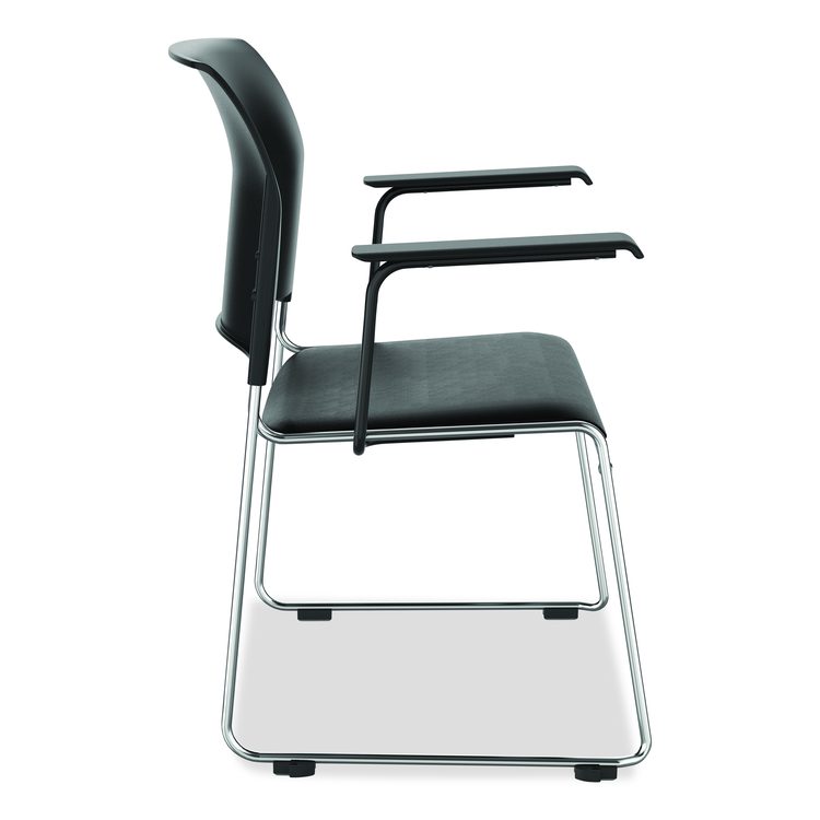 8700 Series Cafetorium Chair w/Armrests, Supports Up to 500 lb, 18" Seat Ht, Black Seat/Back, Chrome Base, 4/CT, 2 CT/Bundle