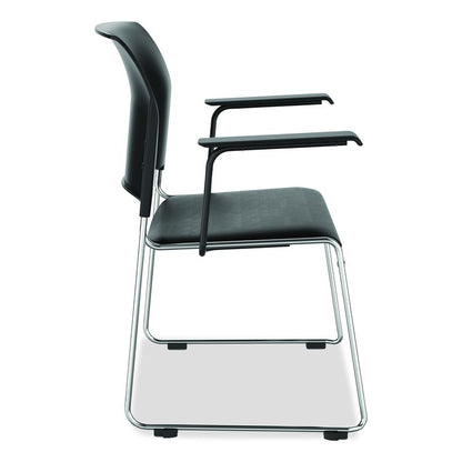 8700 Series Cafetorium Chair w/Armrests, Supports Up to 500 lb, 18" Seat Ht, Black Seat/Back, Chrome Base, 4/CT, 2 CT/Bundle
