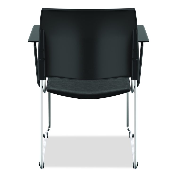 8700 Series Cafetorium Chair w/Armrests, Supports Up to 500 lb, 18" Seat Ht, Black Seat/Back, Chrome Base, 4/CT, 2 CT/Bundle