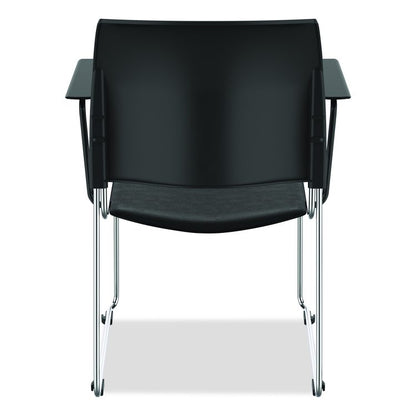 8700 Series Cafetorium Chair w/Armrests, Supports Up to 500 lb, 18" Seat Ht, Black Seat/Back, Chrome Base, 4/CT, 2 CT/Bundle