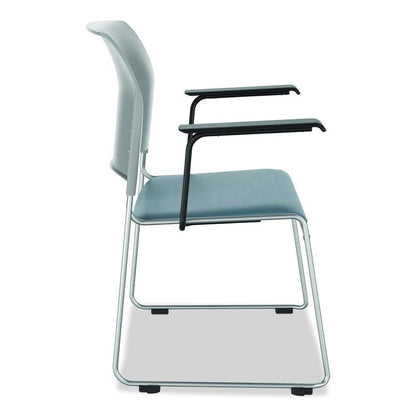 8700 Series Cafetorium Chair w/Armrests, Supports 500 lbs, 18" Seat Ht, Blue Seat, Gray Back, Silver Base, 4/CT, 2 CT/Bundle