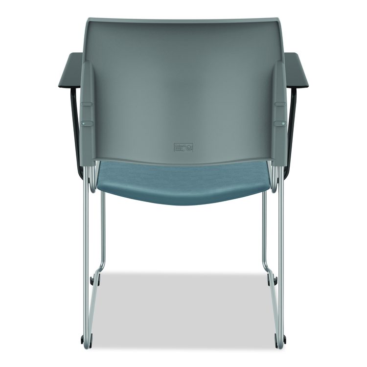 8700 Series Cafetorium Chair w/Armrests, Supports 500 lbs, 18" Seat Ht, Blue Seat, Gray Back, Silver Base, 4/CT, 2 CT/Bundle