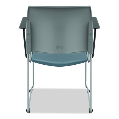 8700 Series Cafetorium Chair w/Armrests, Supports 500 lbs, 18" Seat Ht, Blue Seat, Gray Back, Silver Base, 4/CT, 2 CT/Bundle