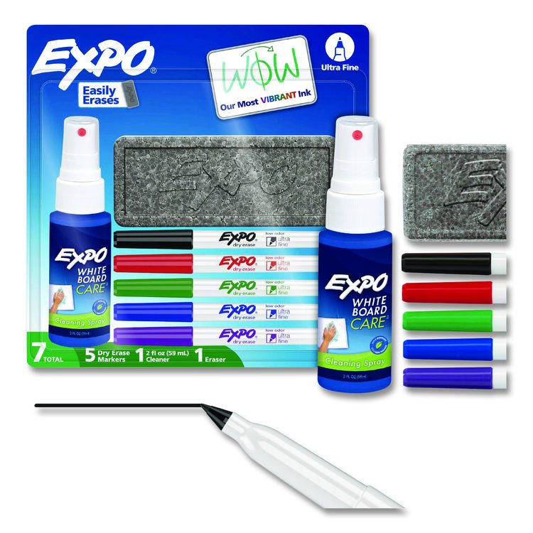 Low-Odor Dry Erase Marker Starter Set, Extra-Fine Bullet Tip, Assorted Colors, 5/Set