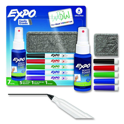 Low-Odor Dry Erase Marker Starter Set, Extra-Fine Bullet Tip, Assorted Colors, 5/Set