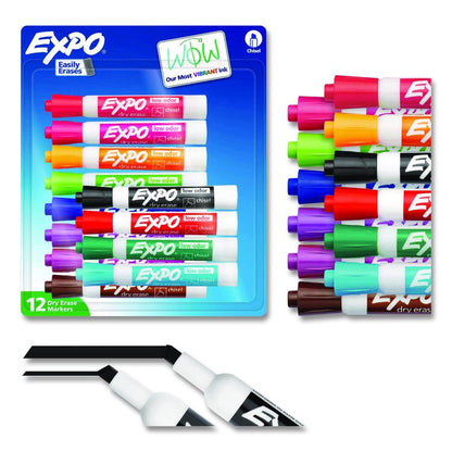 Low Odor Dry Erase Vibrant Color Markers, Broad Chisel Tip, Assorted Colors, 12/Set