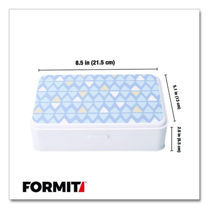 Pencil Case, Triangle Pattern, 2 Compartments, 5" x 8.75" x 2.75", Blue/White