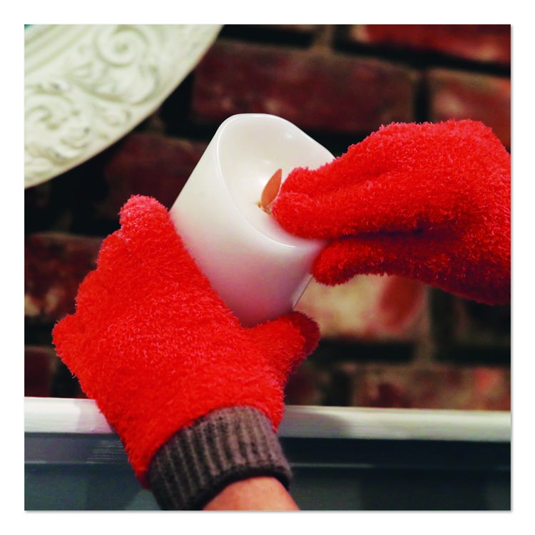 Microfiber Dusting Gloves, Coral with Black Cuffs, 4 Gloves