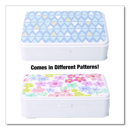 Pencil Case, Triangle Pattern, 2 Compartments, 5" x 8.75" x 2.75", Blue/White