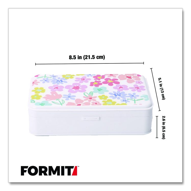 Pencil Case, Floral Pattern, 2 Compartments, 5" x 8.75" x 2.75", Pink/Yellow/Green
