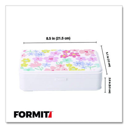 Pencil Case, Floral Pattern, 2 Compartments, 5" x 8.75" x 2.75", Pink/Yellow/Green