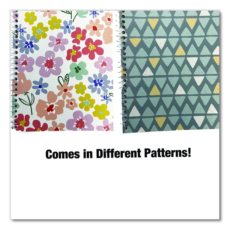 Notebook, Floral Design, 1-Subject, Wide/Legal Rule, Pink/Yellow/Green, (70) 8.75 x 6 Sheets