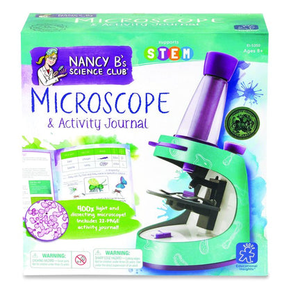 Nancy B's Science Club Microscope and Activity Journal, Ages 8 and Up, 30x to 400x Magnification, 8.7 x 9.2 x 4.3, Blue